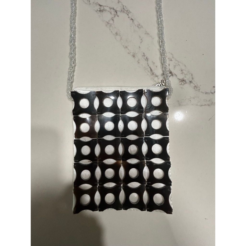 New Mini Crossbody Purse Lined Beaded Strap Handbag 6.5x5”